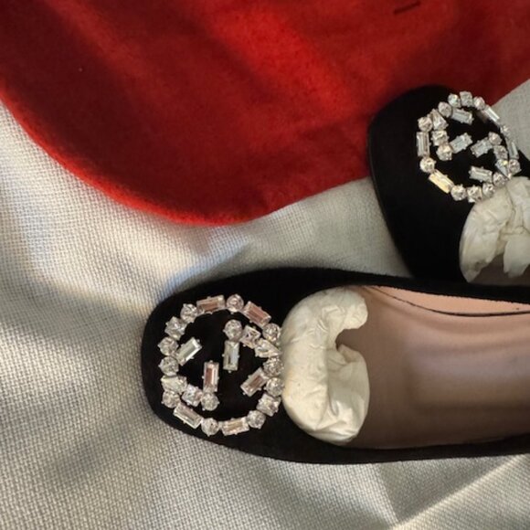 GUCCI "Sparkling GG Pump" in Black Suede - Style 353734 - WORN ONCE - Picture 7 of 8